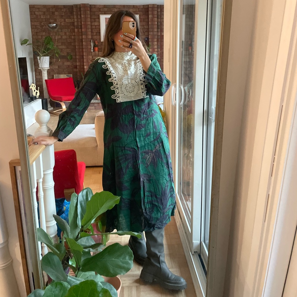 Zara Crochet and Linen Dress